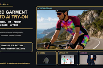 create 3d garment models, and renders and ai virtual tryons