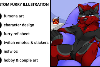 draw furry art, furry reference sheet, fursona character design and nsfw art