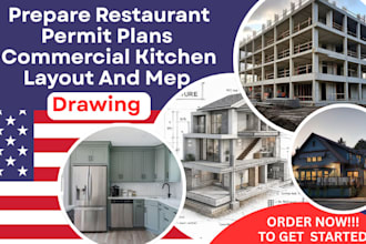 prepare restaurant permit plans commercial kitchen layout and mep drawings