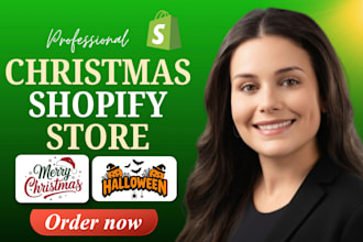 design christmas shopify store, halloween store pod website for christmas