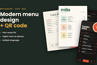 design a modern restaurant menu with qr code