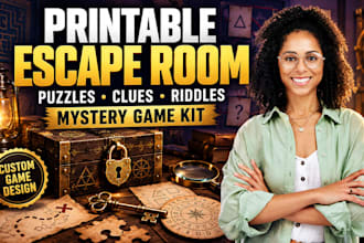 create a printable escape room game with puzzles clues riddles and mystery story