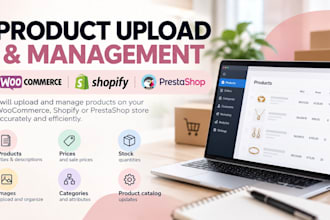 manage and upload products to woocommerce, prestashop and shopify