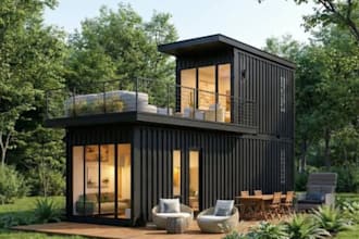 design tiny house container home and cabin with 3d renderings