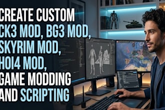 developcustom ck3 mod, bg3 mod, skyrim mod, hoi4 mod, game modding and scripting