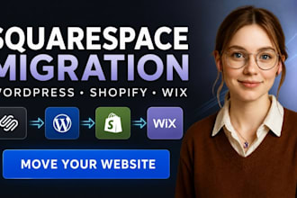 migration squarespace website, migration to wordpress shopify wix and fix errors