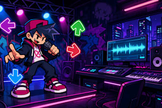 make fnf chromatics, cover, background, characters, sprites, friday night funkin