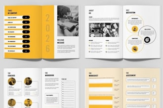 design professional workbook, worksheet printable pdf, and canva template