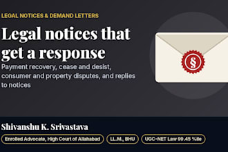 draft a legal notice, demand letter or cease and desist letter