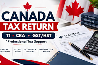 canada tax return preparation, t1 t2 filing, cra and gst hst support