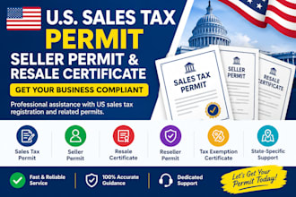 get US sales tax permit, seller permit or tax exemption and resale certificate