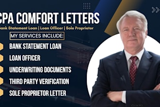 attest US CPA comfort letter, employment mortgage, pnl, business, notary letter