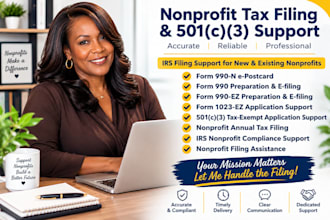 prepare and efile irs form 990, 990ez, 1023ez, nonprofit filing, 501c3 tax