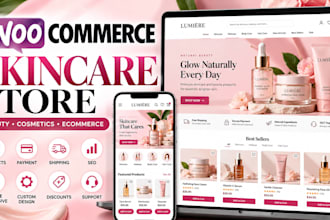 build woocommerce skincare store, beauty website and cosmetics  ecommerce store