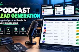 research targeted podcast leads and build a podcast guest list with contacts
