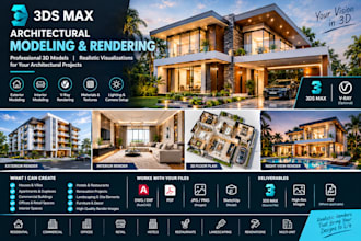 create a 3d architectural model and realistic render using 3ds max