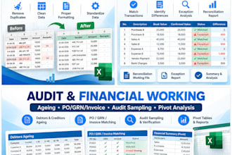 do excel data cleaning, reconciliation and audit working