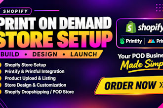 build shopify pod store with printify, printful, product listing and etsy pod