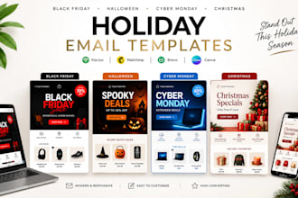 black friday hallowen cyber monday email design christmas holiday email template