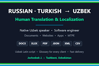 translate russian or turkish to uzbek latin with human translation