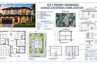 create adu permit drawings, garage conversion, city permit revisions