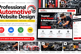 design auto repair mechanic website, car wash, auto detailing wordpress website
