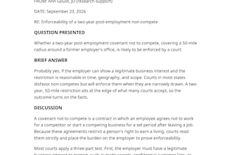 research and write a professional legal research memo