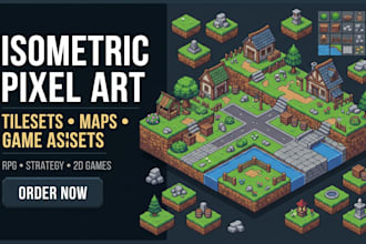 create isometric pixel art tileset  isometric map game assets sprite sheet