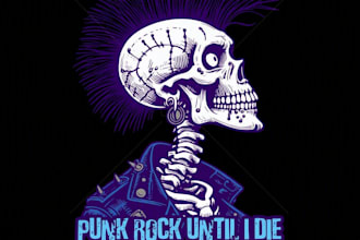 create t shirt design vintage punk, classic rock, dark art