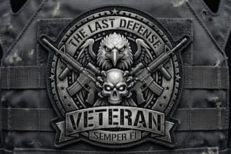 design an aggressive tactical emblem veteran logo