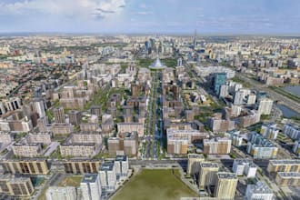 visualize 3d site plan, mixed use development,city masterplan,aerial view render
