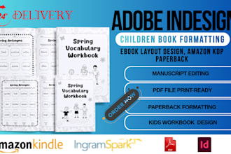 do indesign children book formatting, ebook layout design, amazon kdp paperback