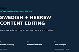 proofread and polish your swedish or hebrew business content