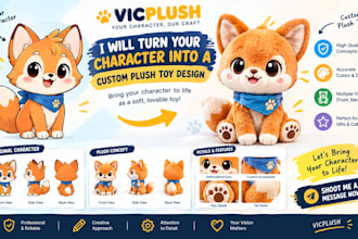 turn your characters into a custom plush toy design