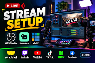setup or fix obs studio, streamlabs, vmix for whatnot, twitch, youtube