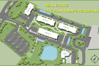 redraw or render, 2d site plan,master plan real estate maps