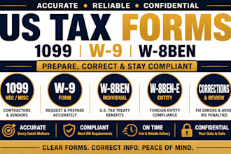 prepare US 1099 nec misc w9 w8ben forms and correct all irs reporting errors