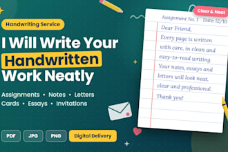 provide neat and clean handwriting work professionally