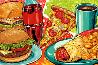 make a food pop art illustration
