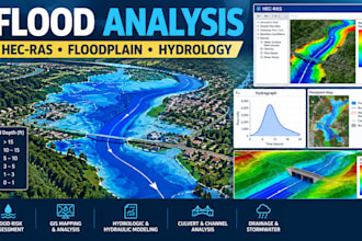 perform flood analysis, hec ras modeling and floodplain mapping