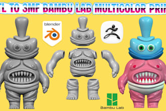 convert stl to 3mf 3d toy flexi toy 3mf for bambu lab multicolor 3d printing