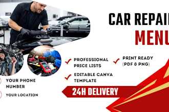 design professional car repair flyer or price list