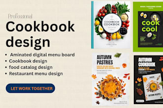 design cookbook BBQ sushi food menu custom editable aminated digital menu board