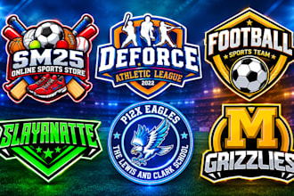 design football, baseball, basketball, soccer and hockey sports team logo
