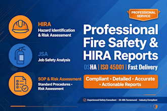 create fire safety report, hira, jsa, sop and risk assessment