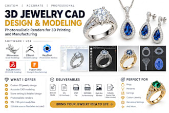 do 3d jewelry cad designs, modeling and photorealistic renders for 3d printing