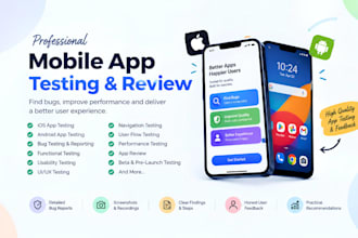 do ios app testing, android app testing, mobile app testing, app review, bugs