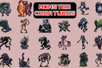 draw 2d pixel art character warrior monster unity pokemon sprite sheet minecraft