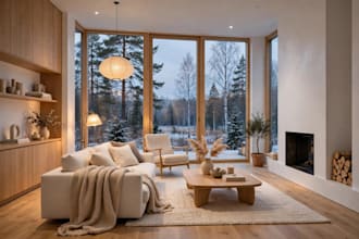 create luxury scandinavian interior 3d visualization