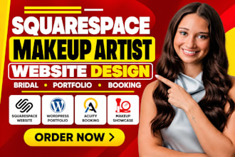 do squarespace makeup artist website, wordpress bridal portfolio, acuity booking